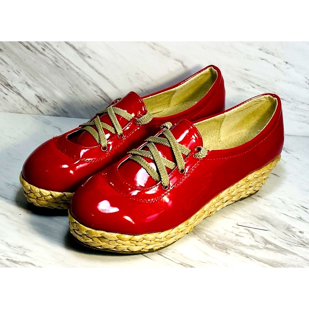 Rosette Women shoe size 7.5 color Red patent all  man-made material